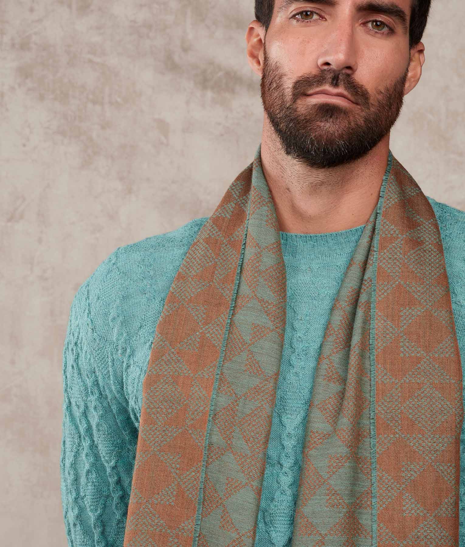 Chalina Jacquard Bicolor Mosaico - Aqua Haze Y Marron Bombay