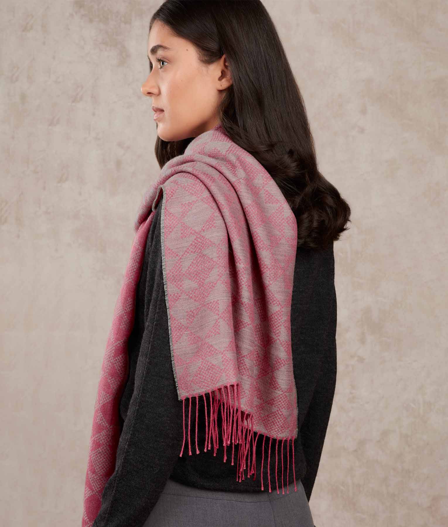 Chalina Jacquard Bicolor Mosaico - Festival Fucsia Y Warm Olive