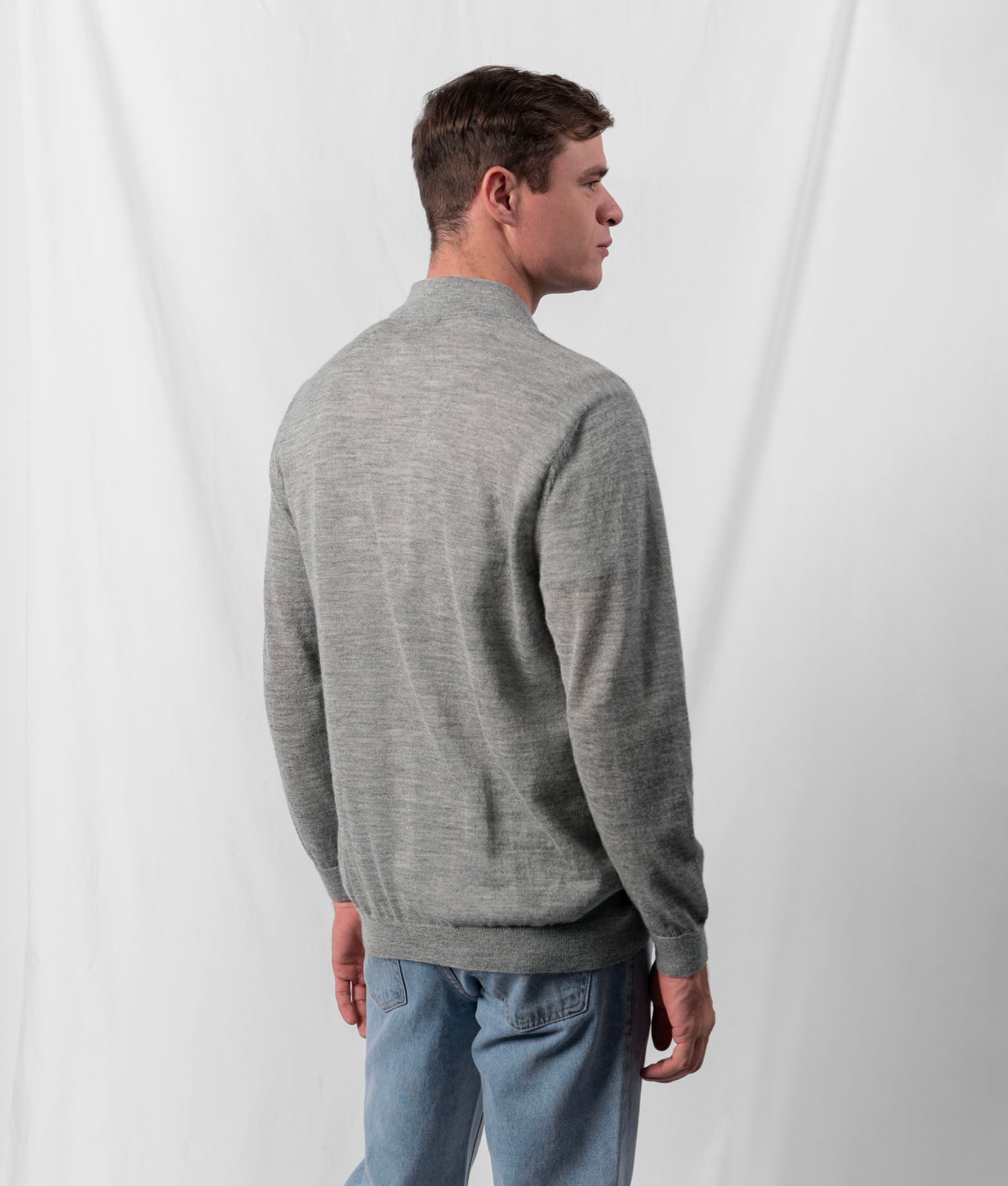 Cardigan Con Cierre Frontal - Gris Claro