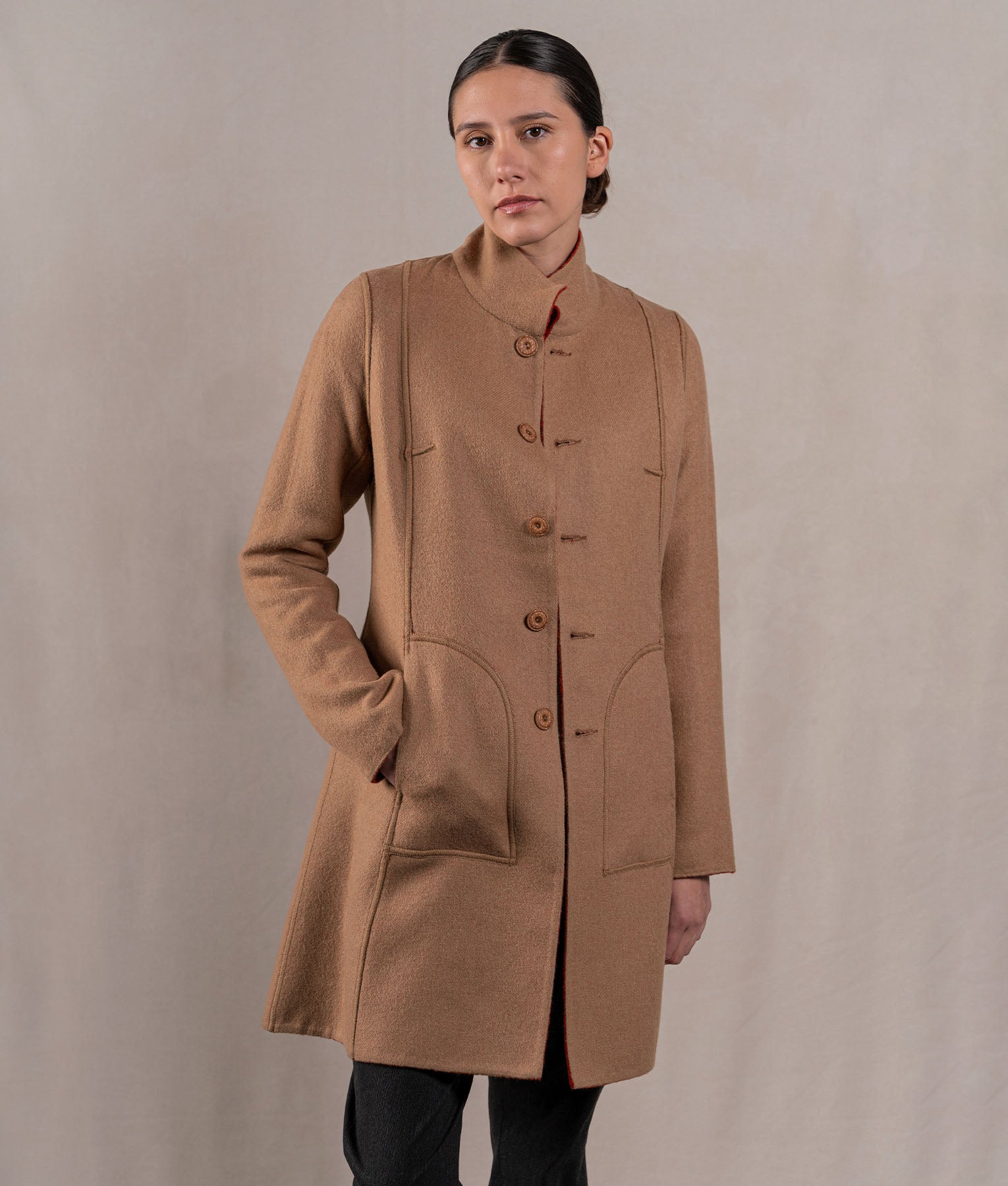 Abrigo Reversible - Terracota Y Camel