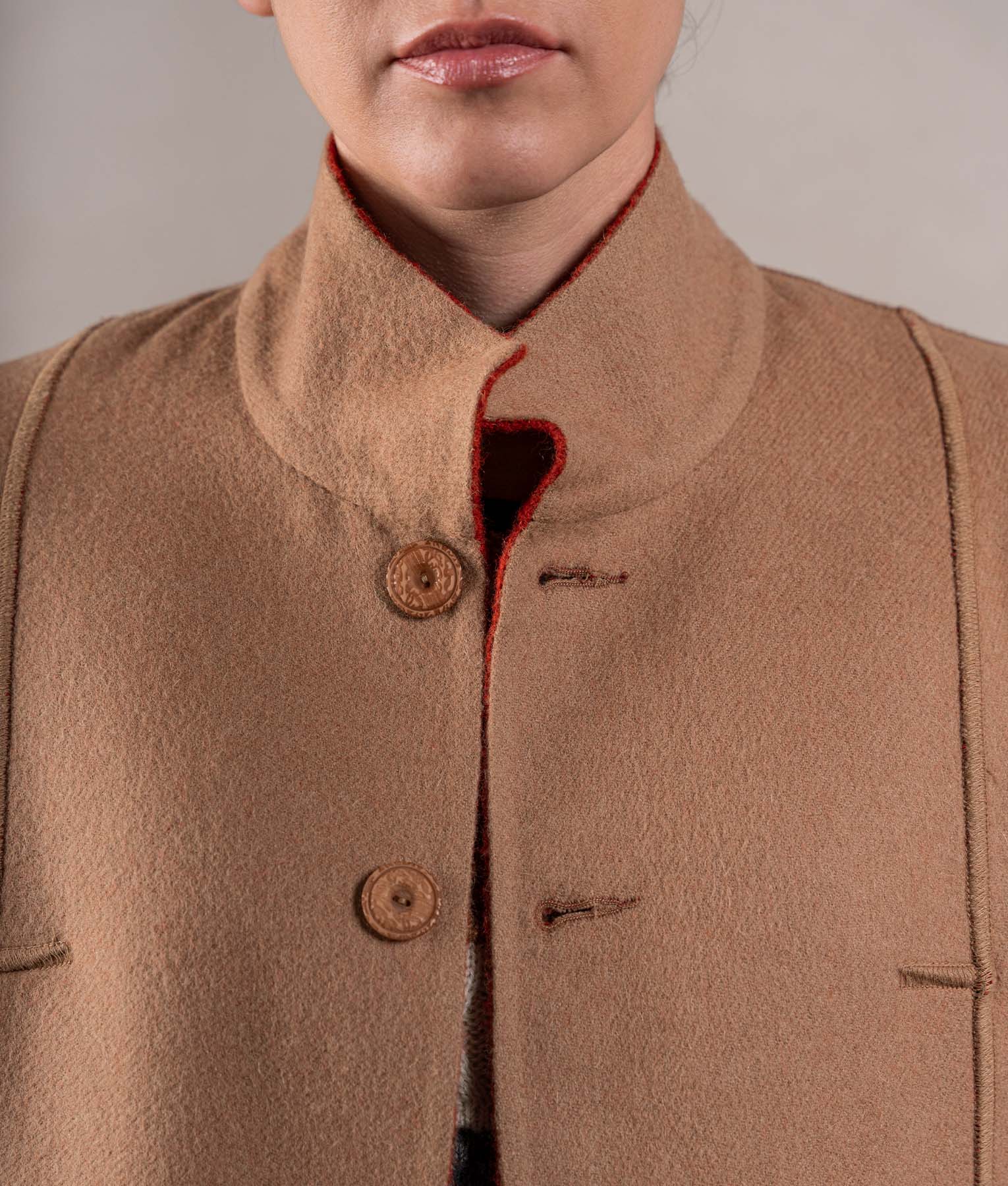 Abrigo Reversible - Terracota Y Camel