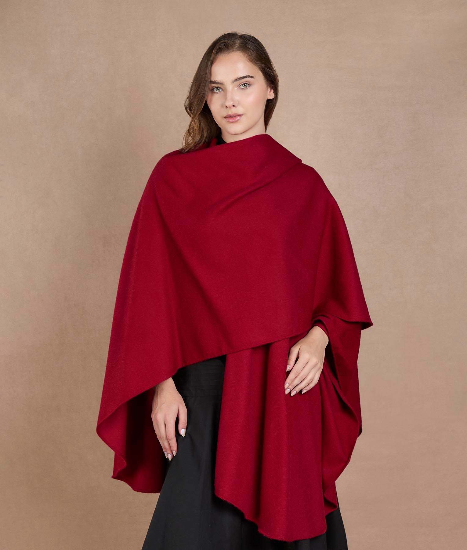 Ruana Baby Alpaca - Rojo Borgoña