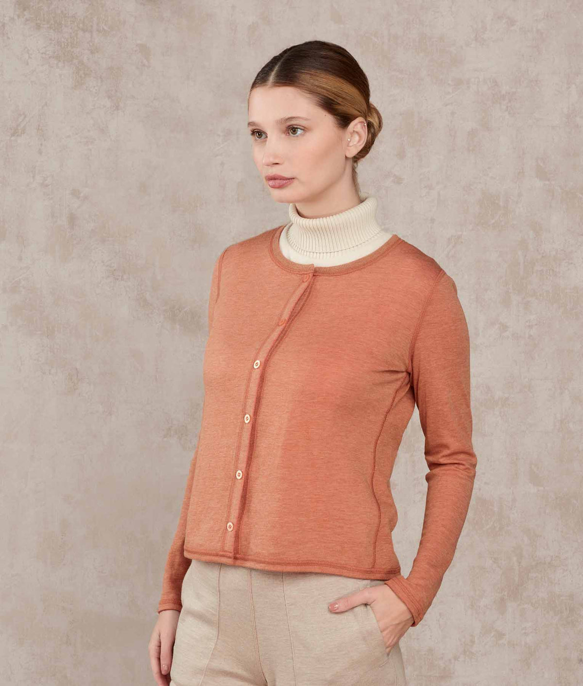 Cardigan Básico Reversible - Siena Tostada Y Bronceado Cobrizo