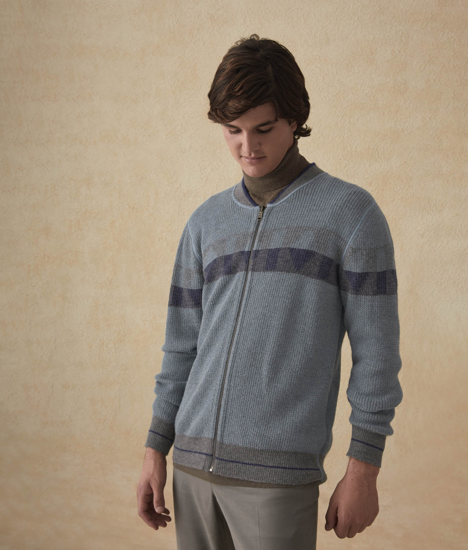Cardigan Bomber Reversible - Azul Patriotico Y Verde Mar