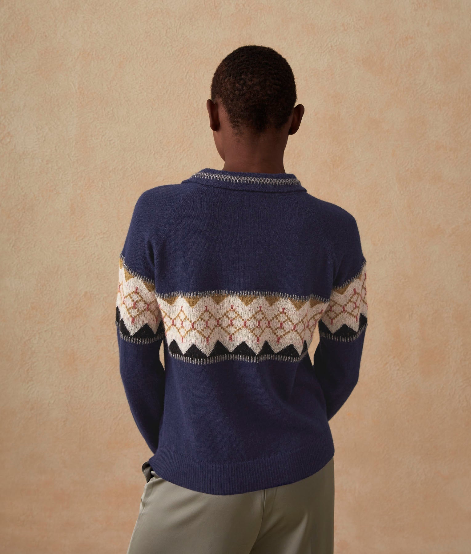 Cardigan Bordado - Azul Patriota Y Oliva Dorada