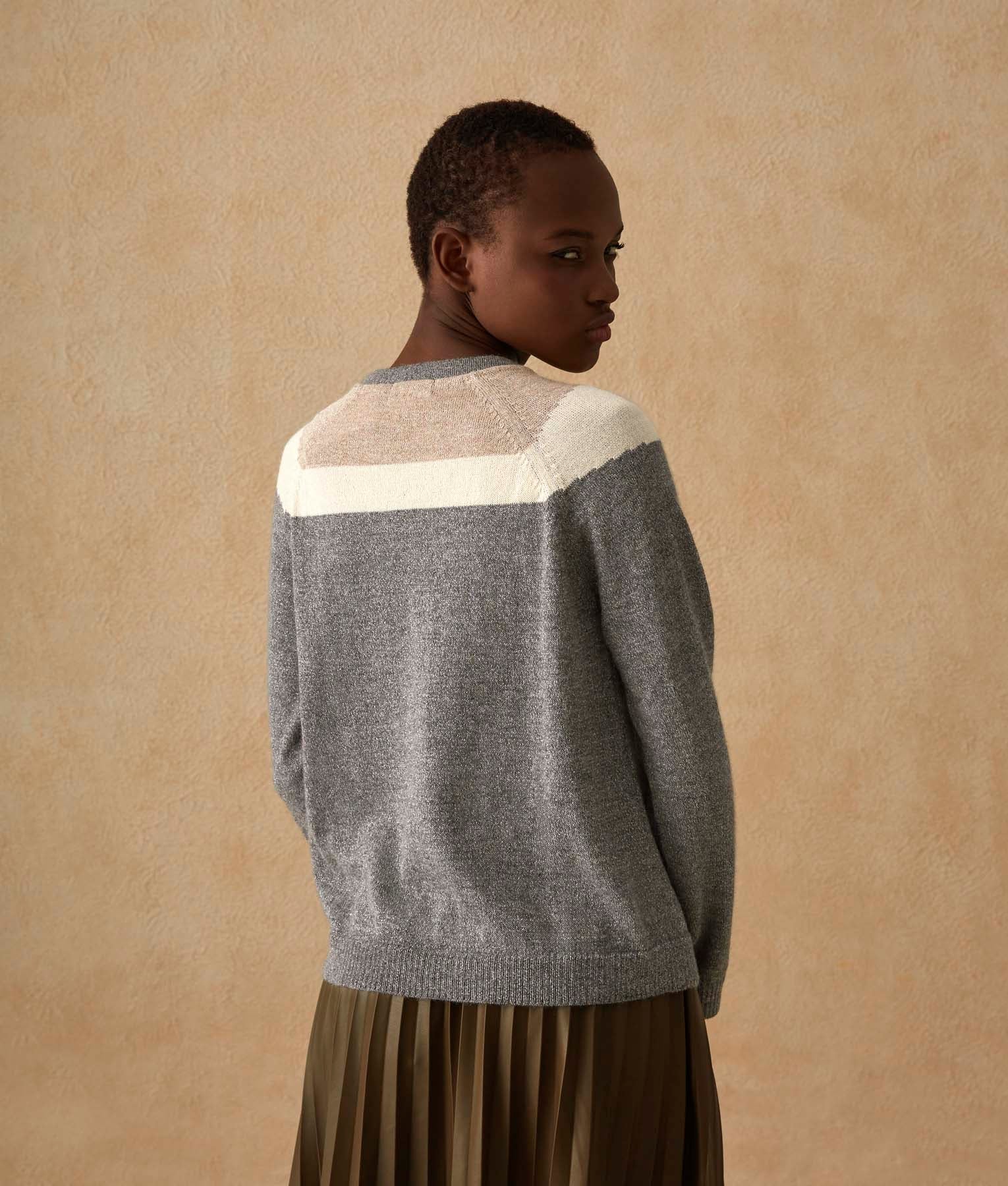 Chompa Intarsia Yoked Gris