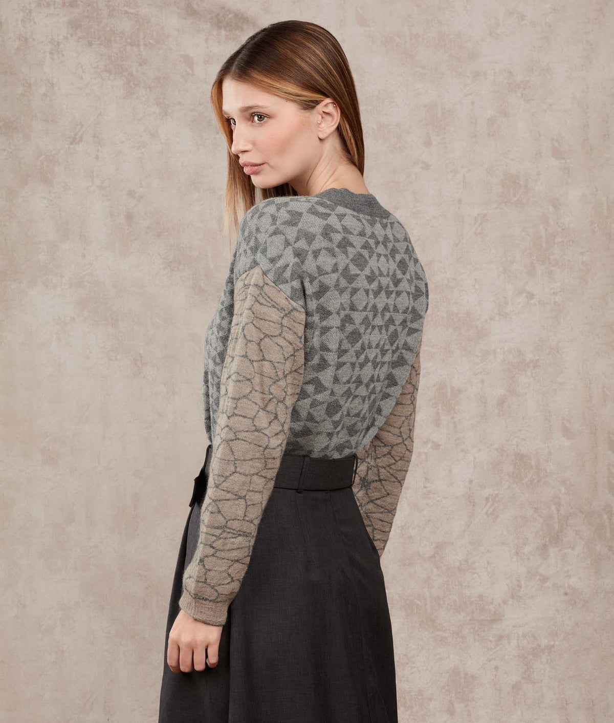 Cardigan La Fusion - Aleacion Y Gris Glaciar