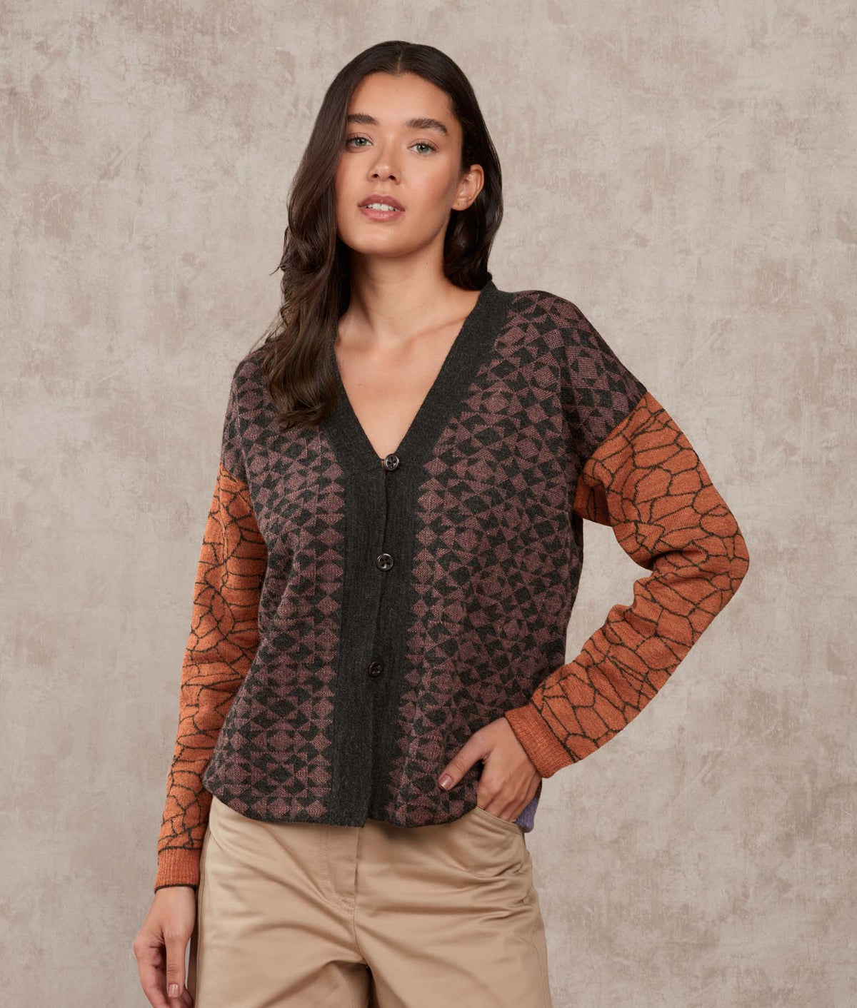 Cardigan La Fusion - Espresso Y Adobe