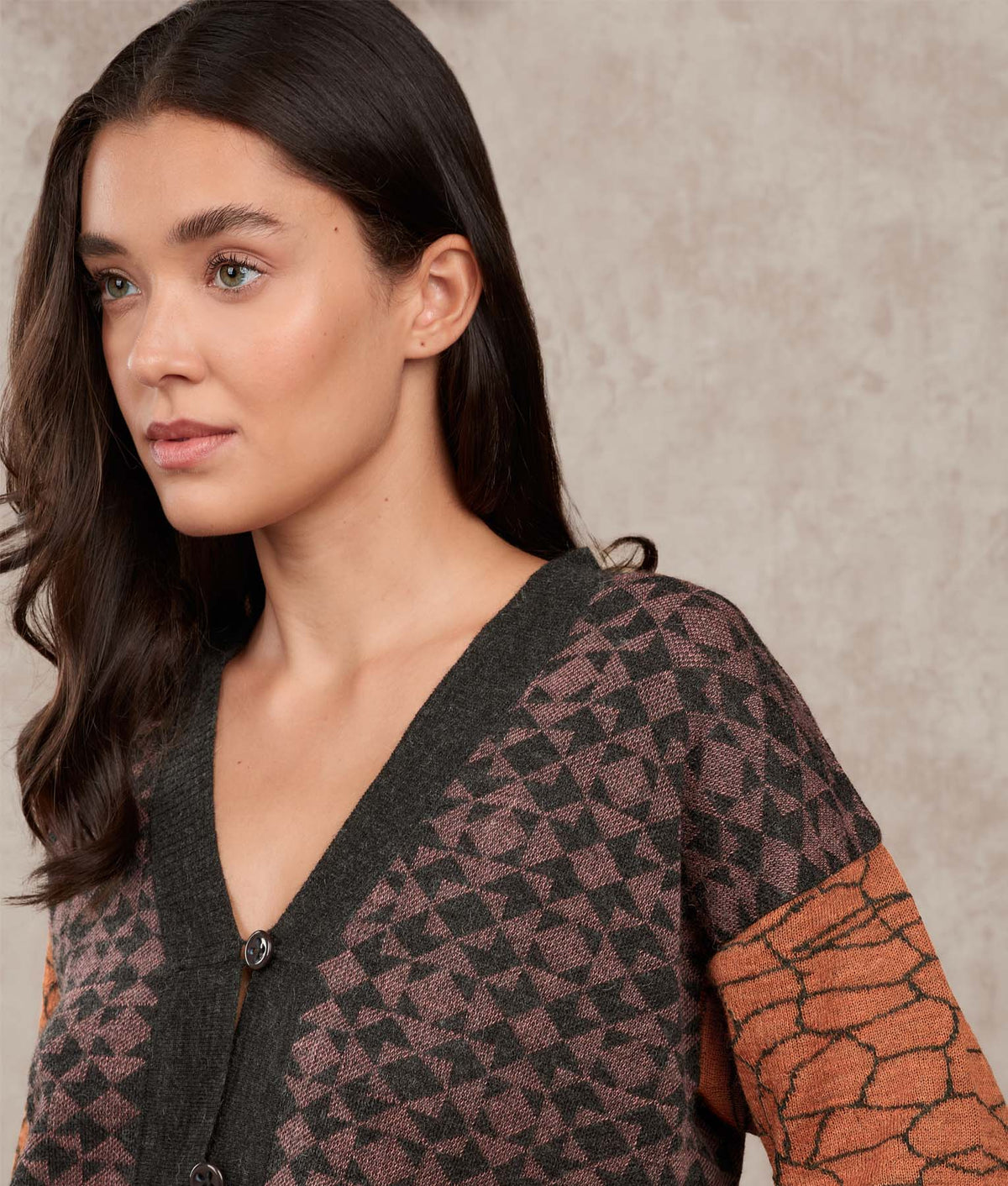 Cardigan La Fusion - Espresso Y Adobe