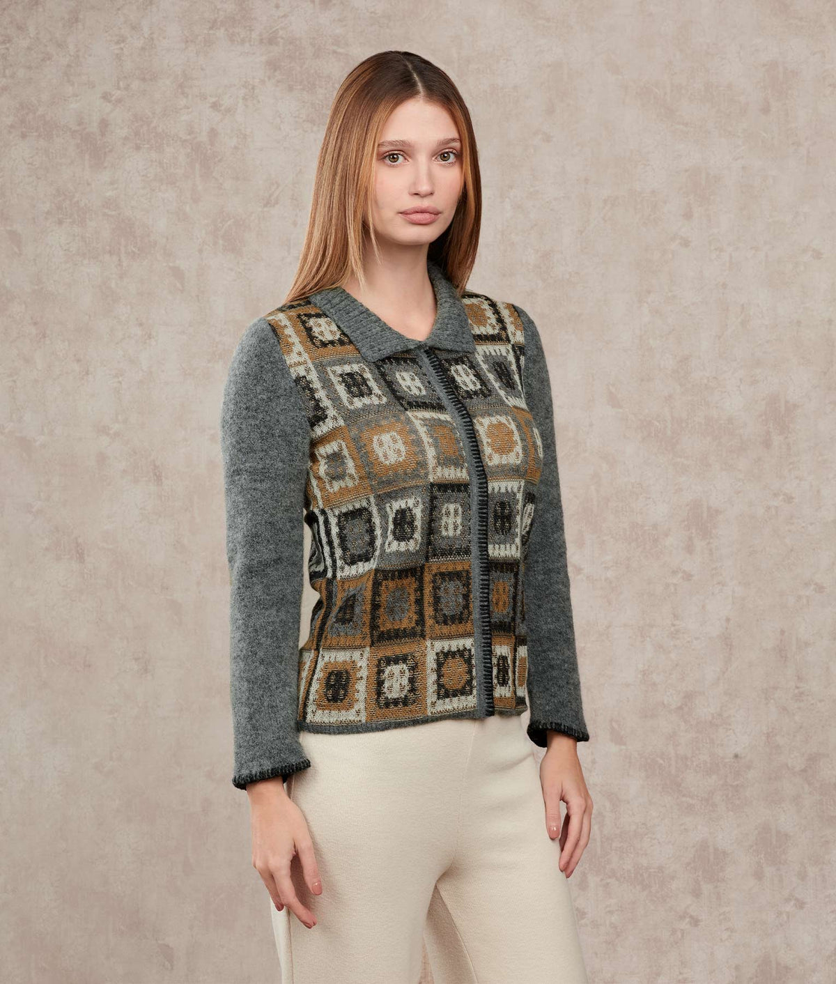 Cardigan Sueños De Crochet - Titanio Y Tanino