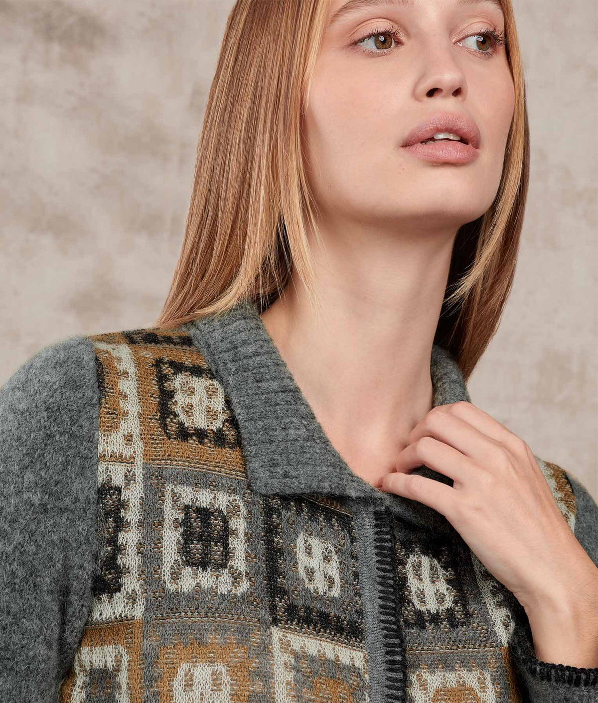 Cardigan Sueños De Crochet - Titanio Y Tanino