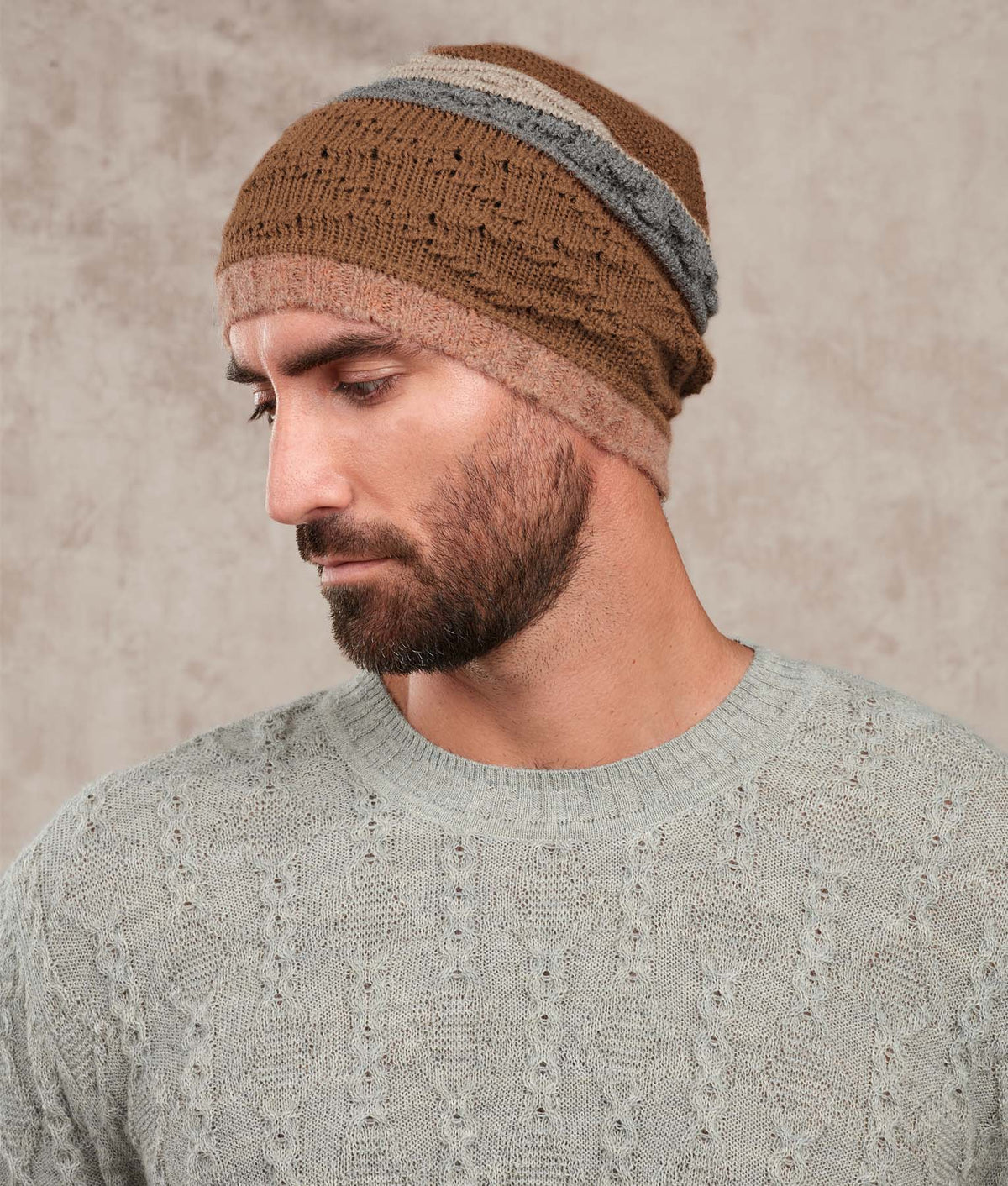Muestra Gorro - Coco Tostado Y Gris Acero