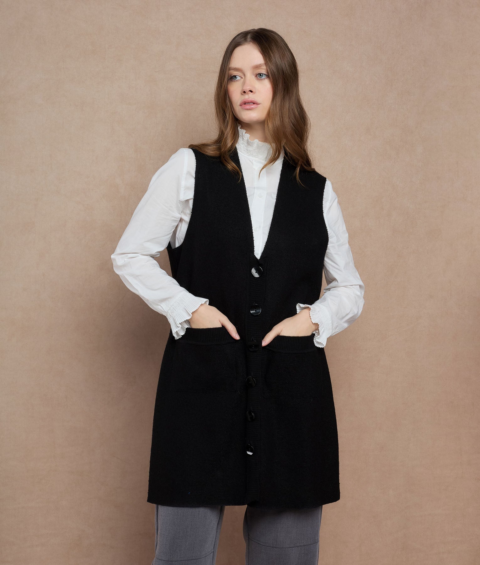 Chaleco Largo Cuello V