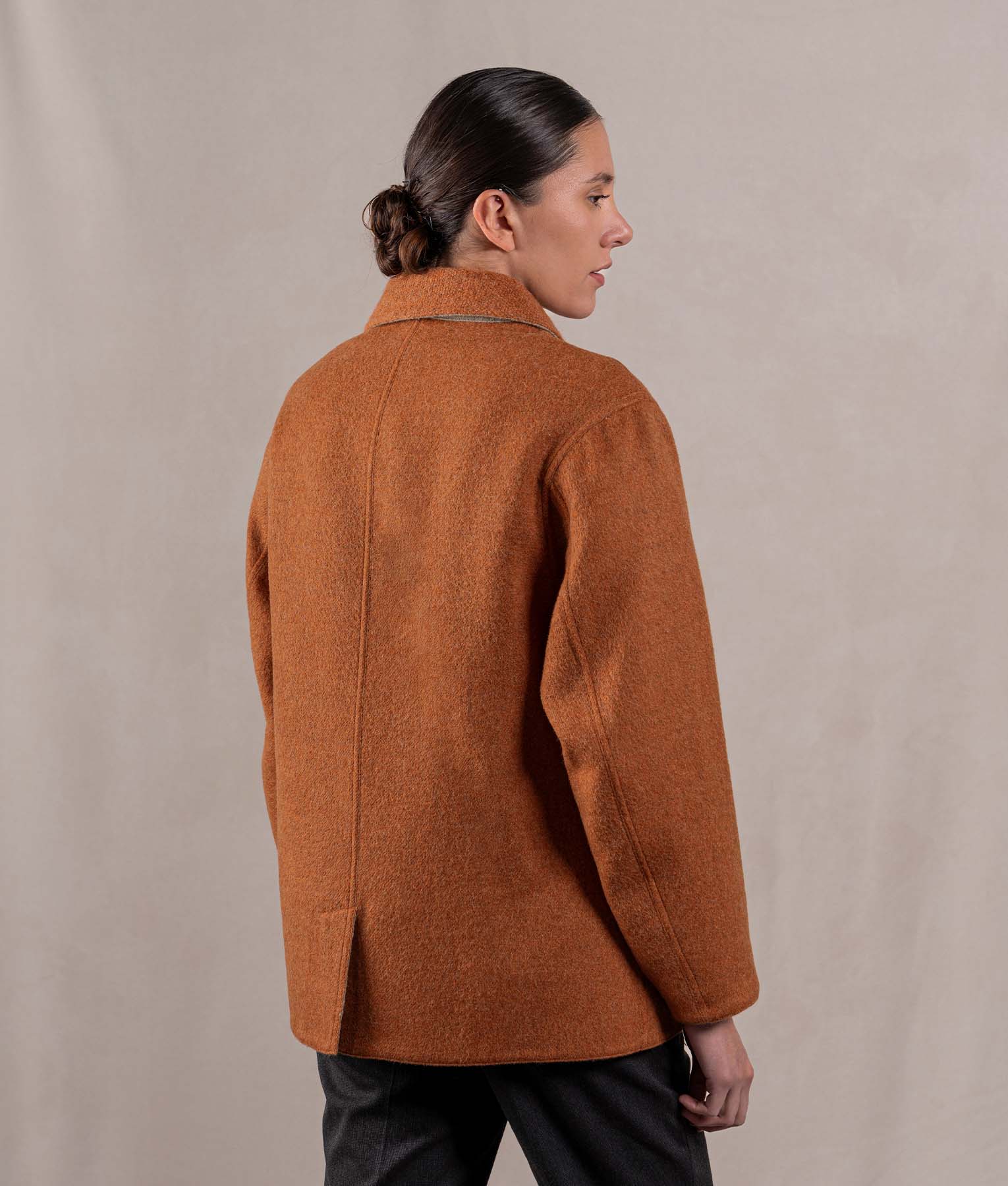 Abrigo Corto Reversible - Beige Avena Y Terracota