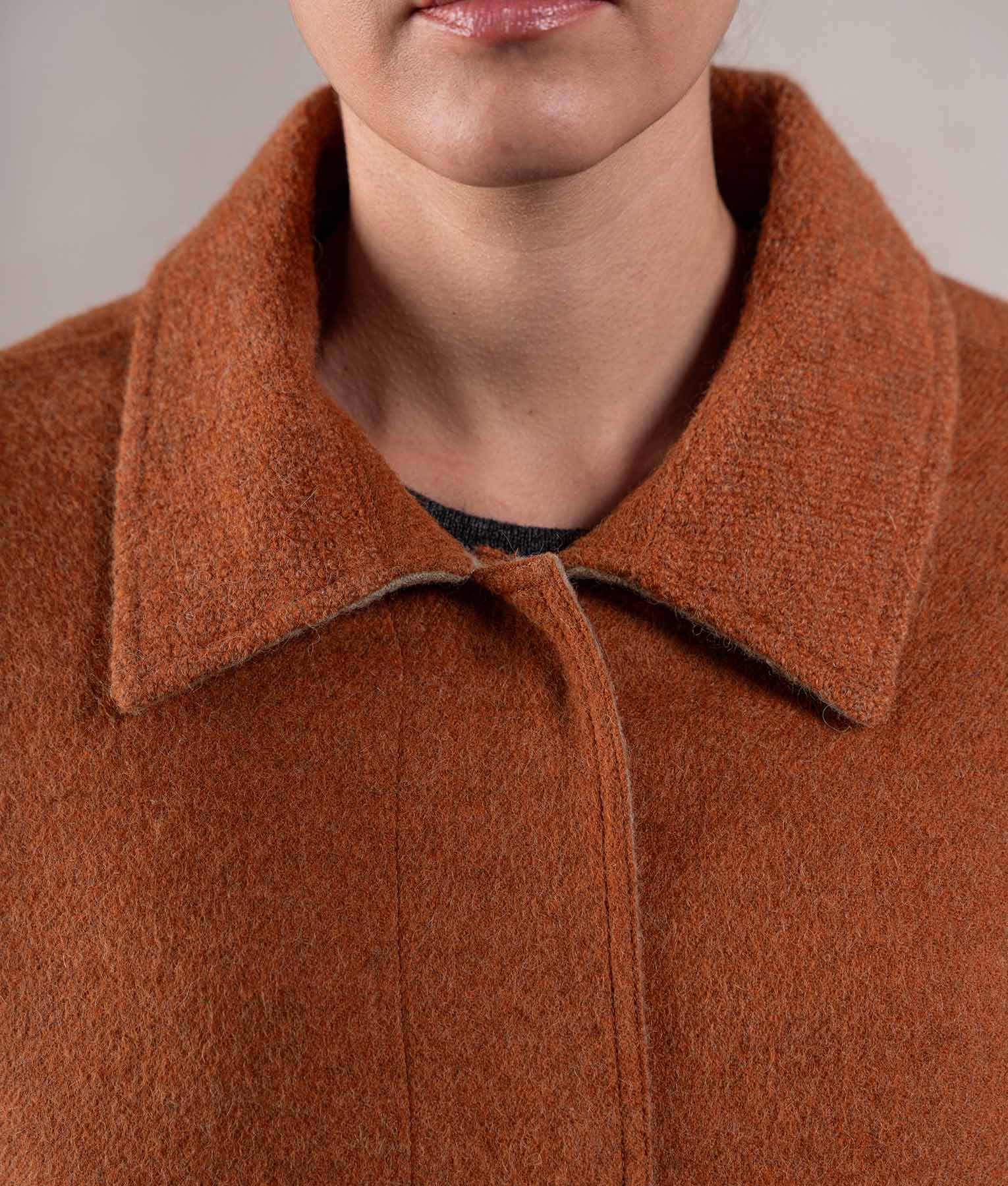 Abrigo Corto Reversible - Beige Avena Y Terracota