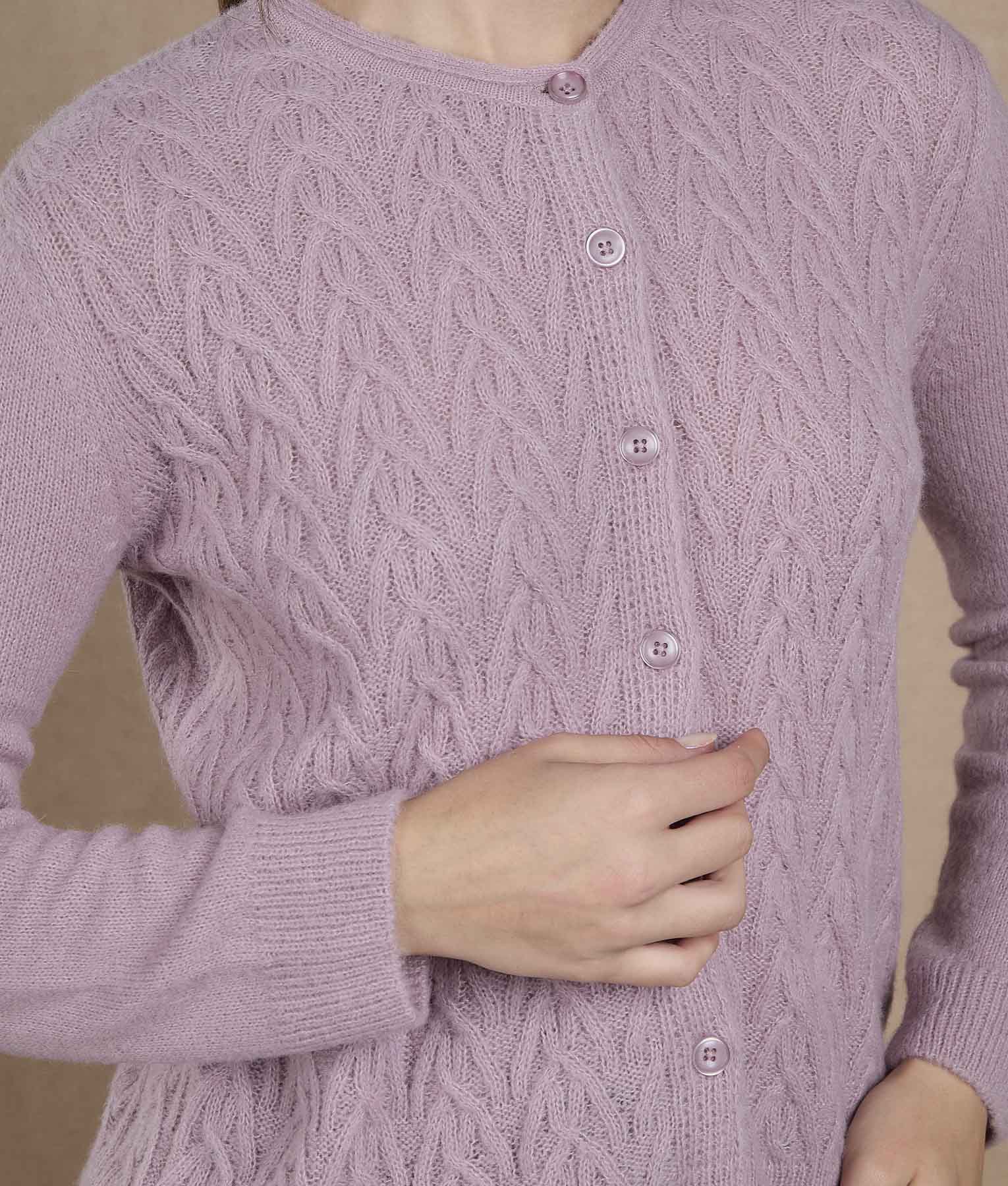 Cardigan rosa lavanda