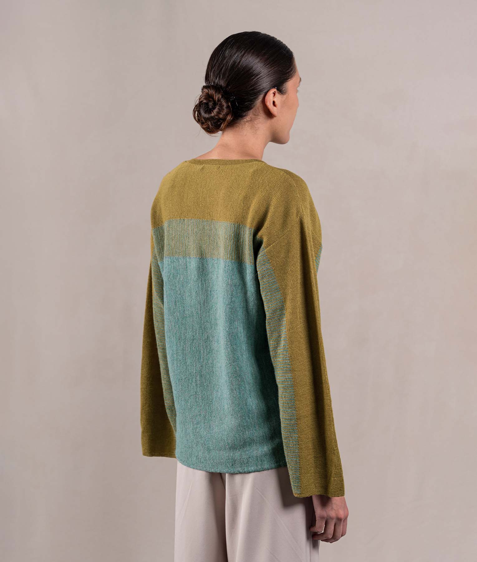 Chompa Easy Fit Suelta - Verde Mostaza Y Verde Jade Claro