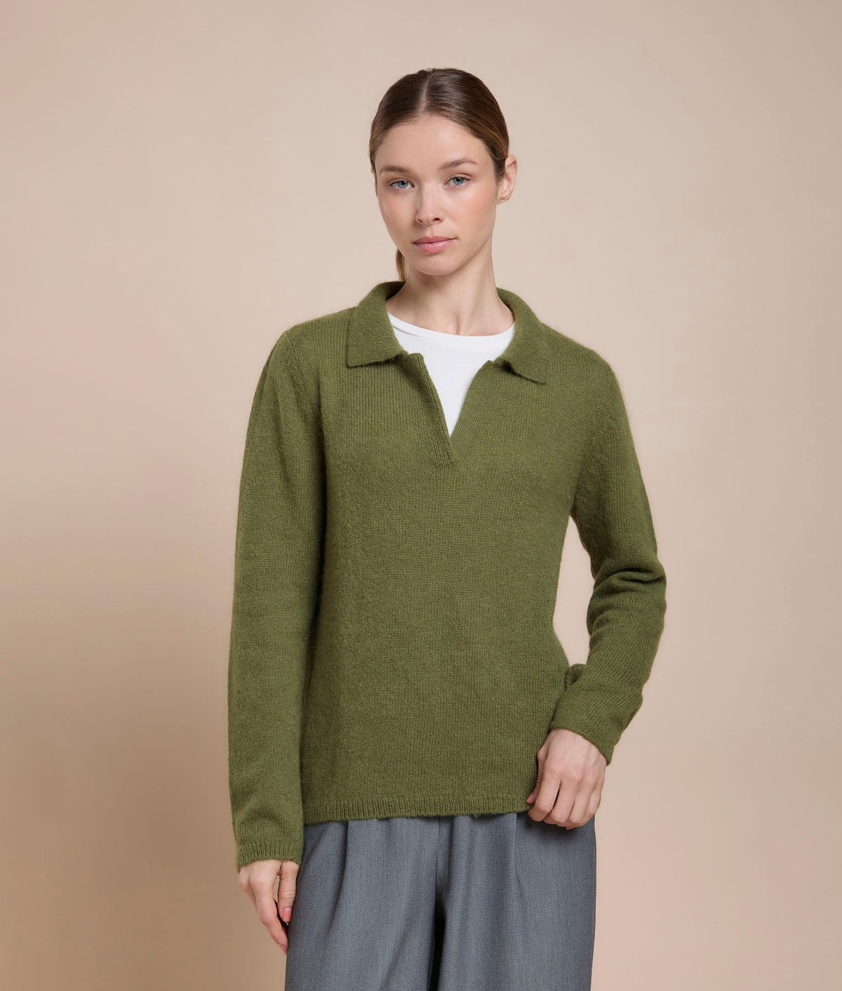 Suéter de Jersey con Cuello Alto