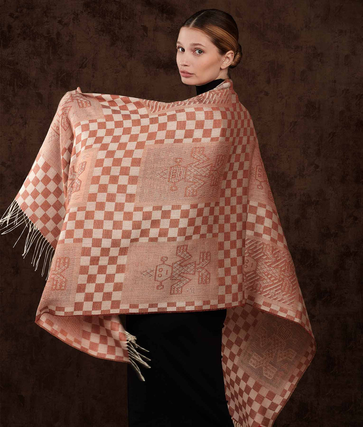 Estola Checker Chimu - Hueso Y Ocre