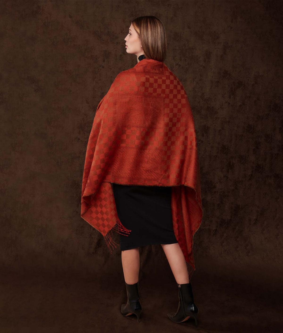 Estola Checker Chimu - Ocre Y Rojo