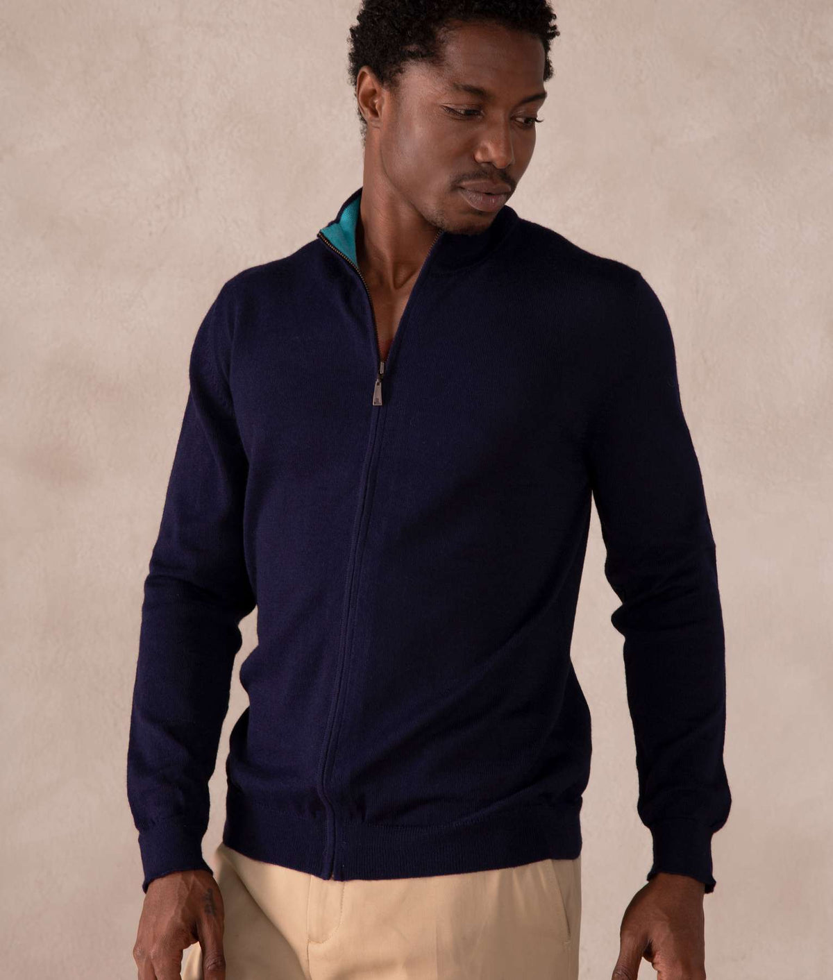 Cardigan Cuello Mock - Cielo Nocturno Y Luna Azul