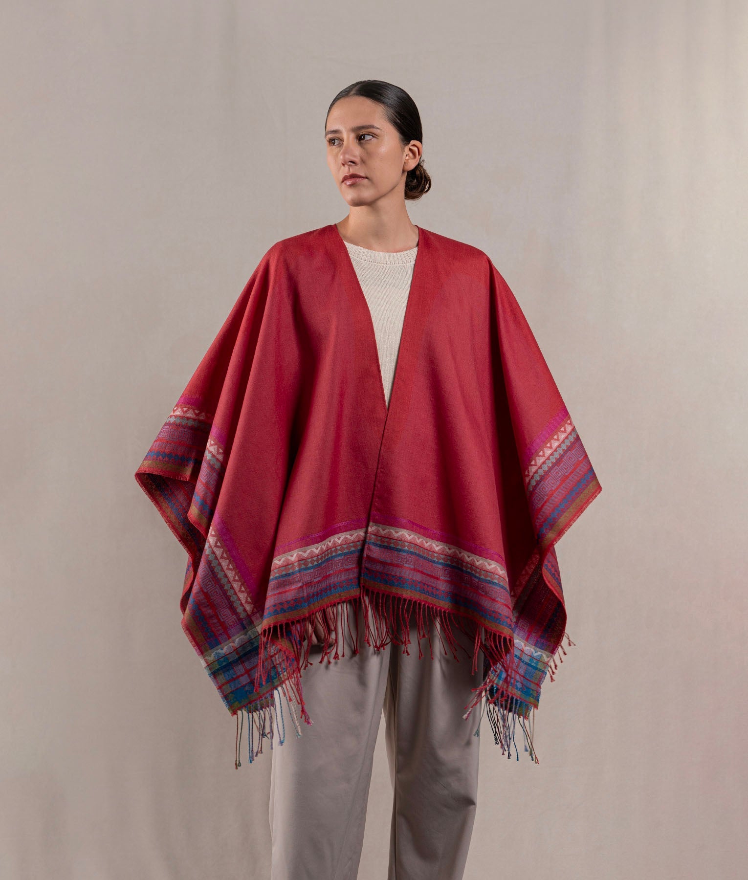 Capa Jacquard El Pueblo - Rojo Guinda