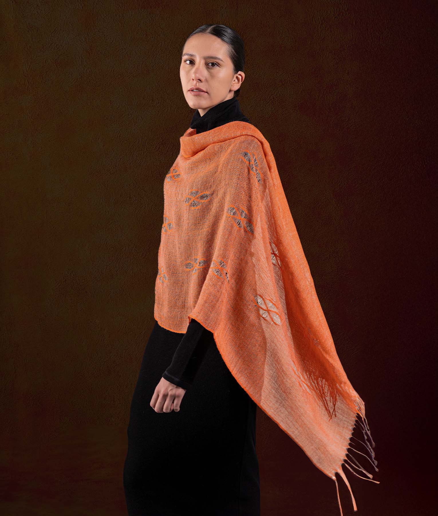 Estola Cocos Twisted Fringe - Naranja Vibrante