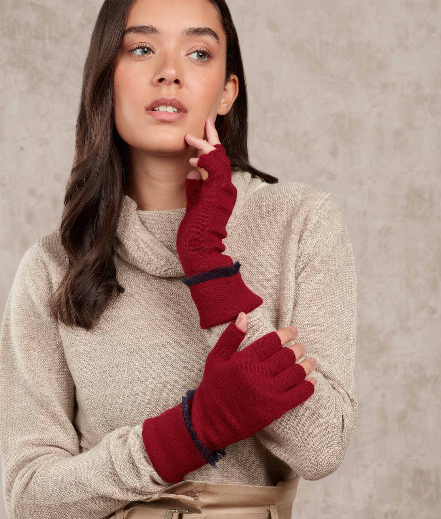 Guantes Chompa Con Flecos - Rojo Sabio