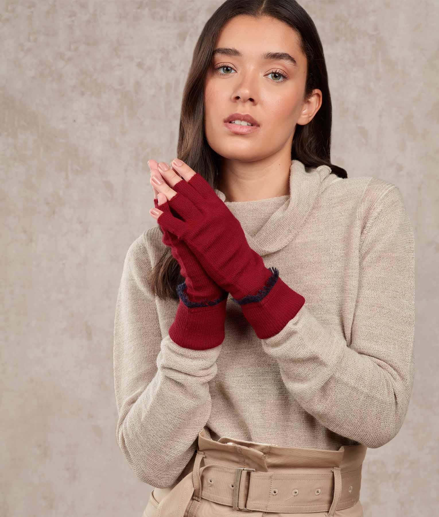 Guantes Chompa Con Flecos - Rojo Sabio