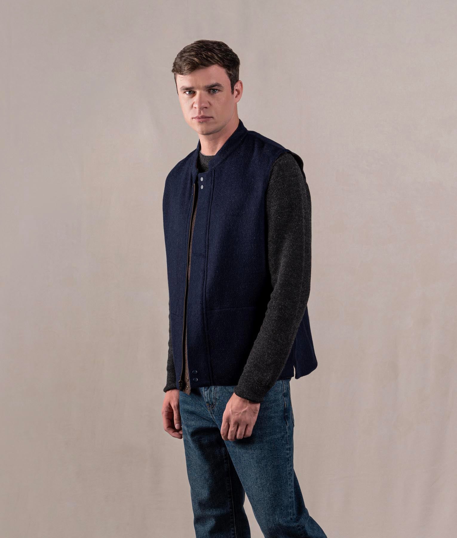 Chaleco De Hombre - Azul Navy Y Cocoa