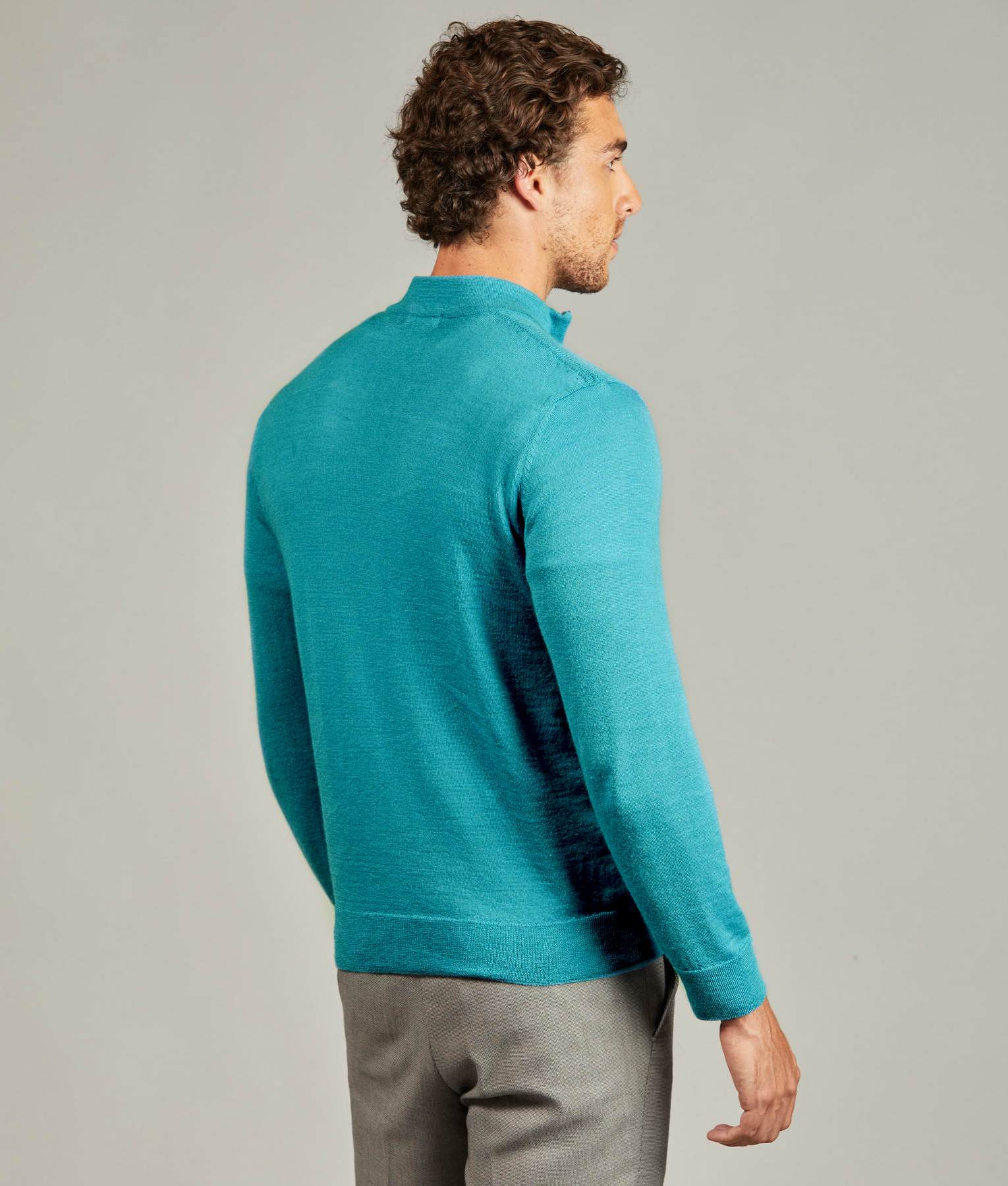 Chompa Cuello Mock Con Cierre - Turquesa Tributo
