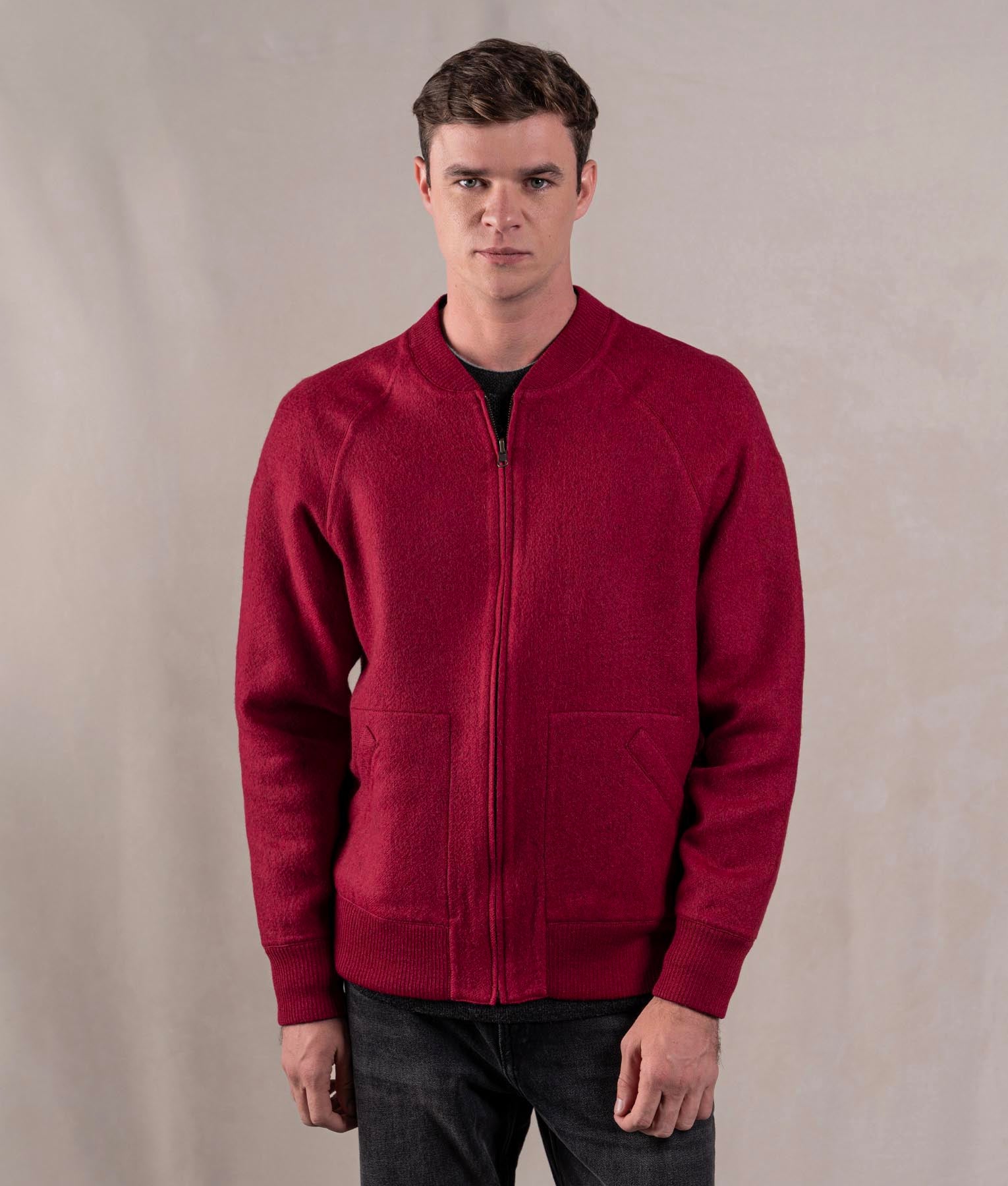 Casaca Bomber Reversible - Negro Y Rojo
