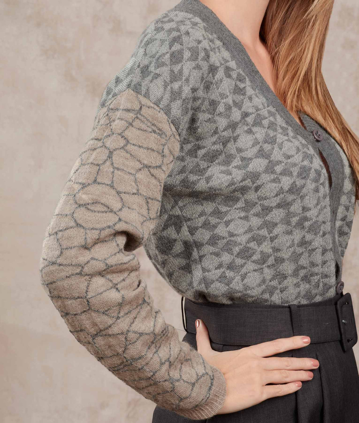 Cardigan La Fusion - Aleacion Y Gris Glaciar