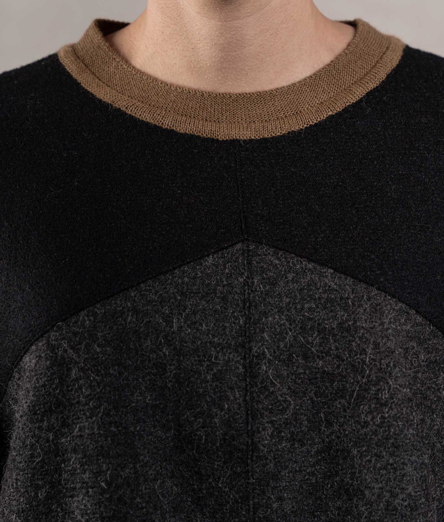 Chompa Cuello Redondo - Negro Y Marrón Tostado