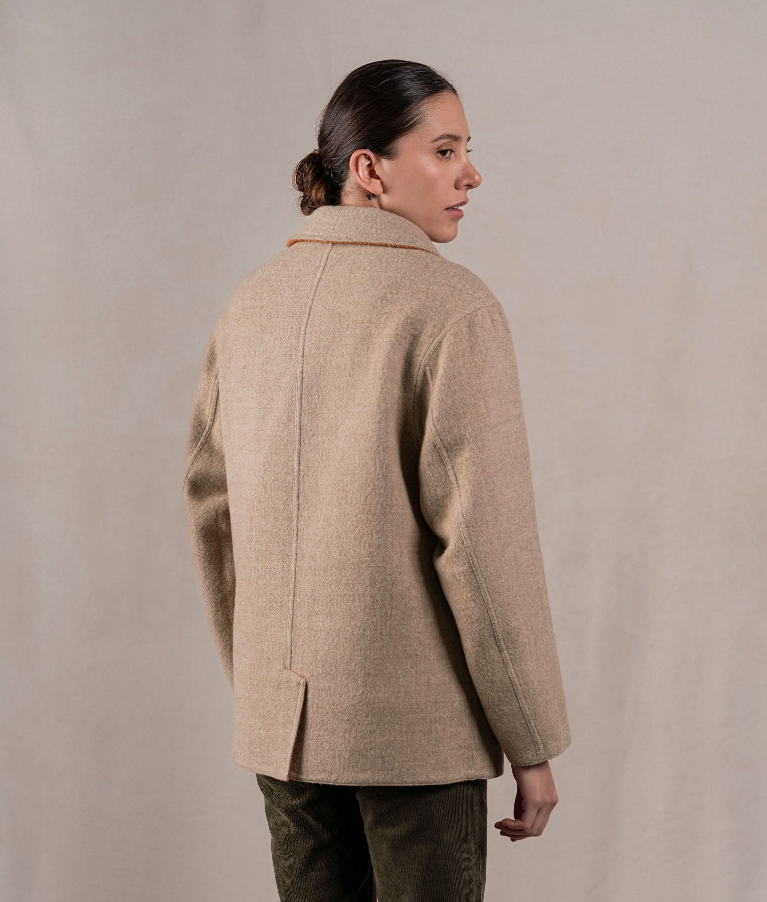 Abrigo Corto Reversible - Beige Avena Y Terracota