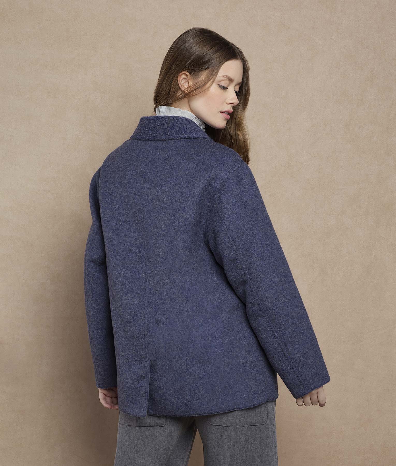 Abrigo Corto Reversible - indigo mood y gris