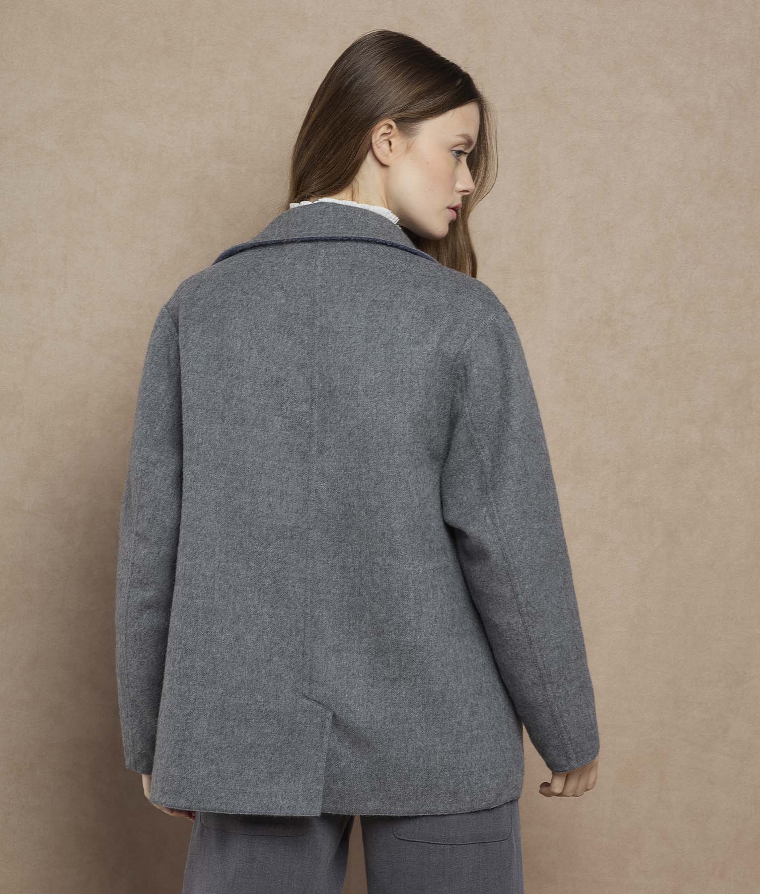 Abrigo Corto Reversible - indigo mood y gris