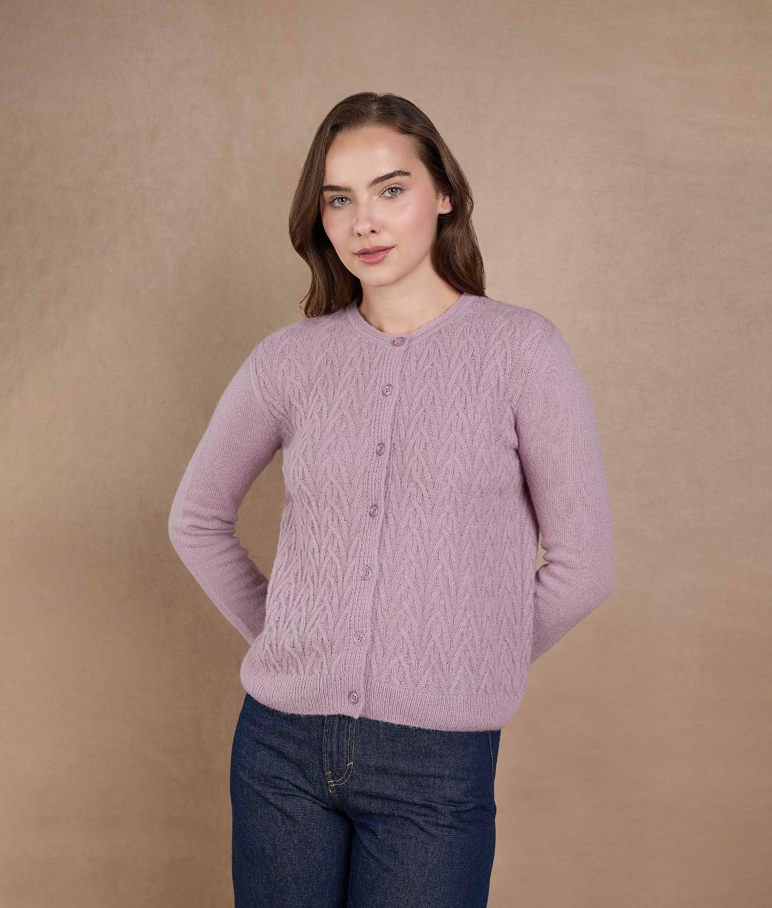 Cardigan rosa lavanda