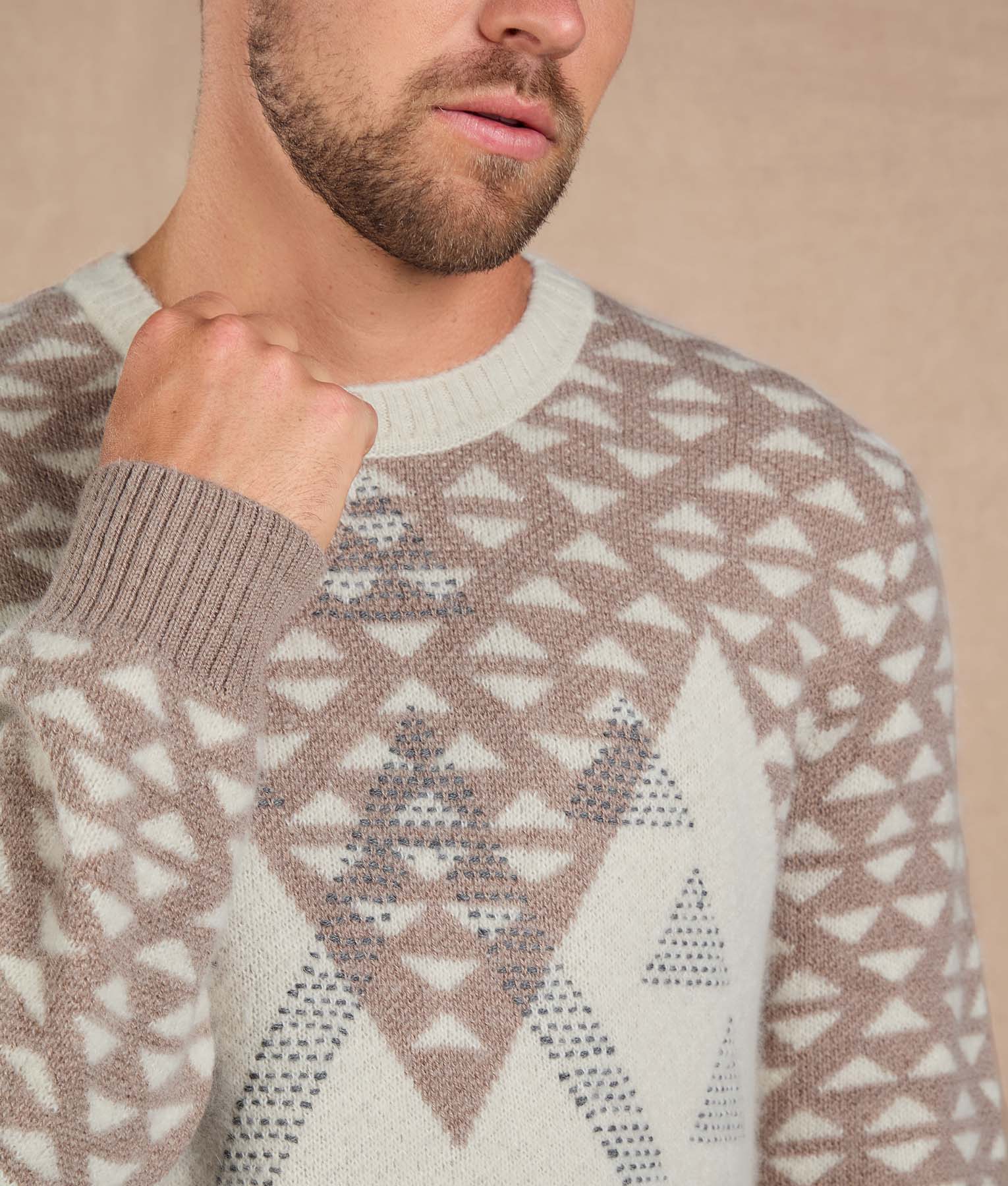 Chompa Luxury beige natural y blanco brillante