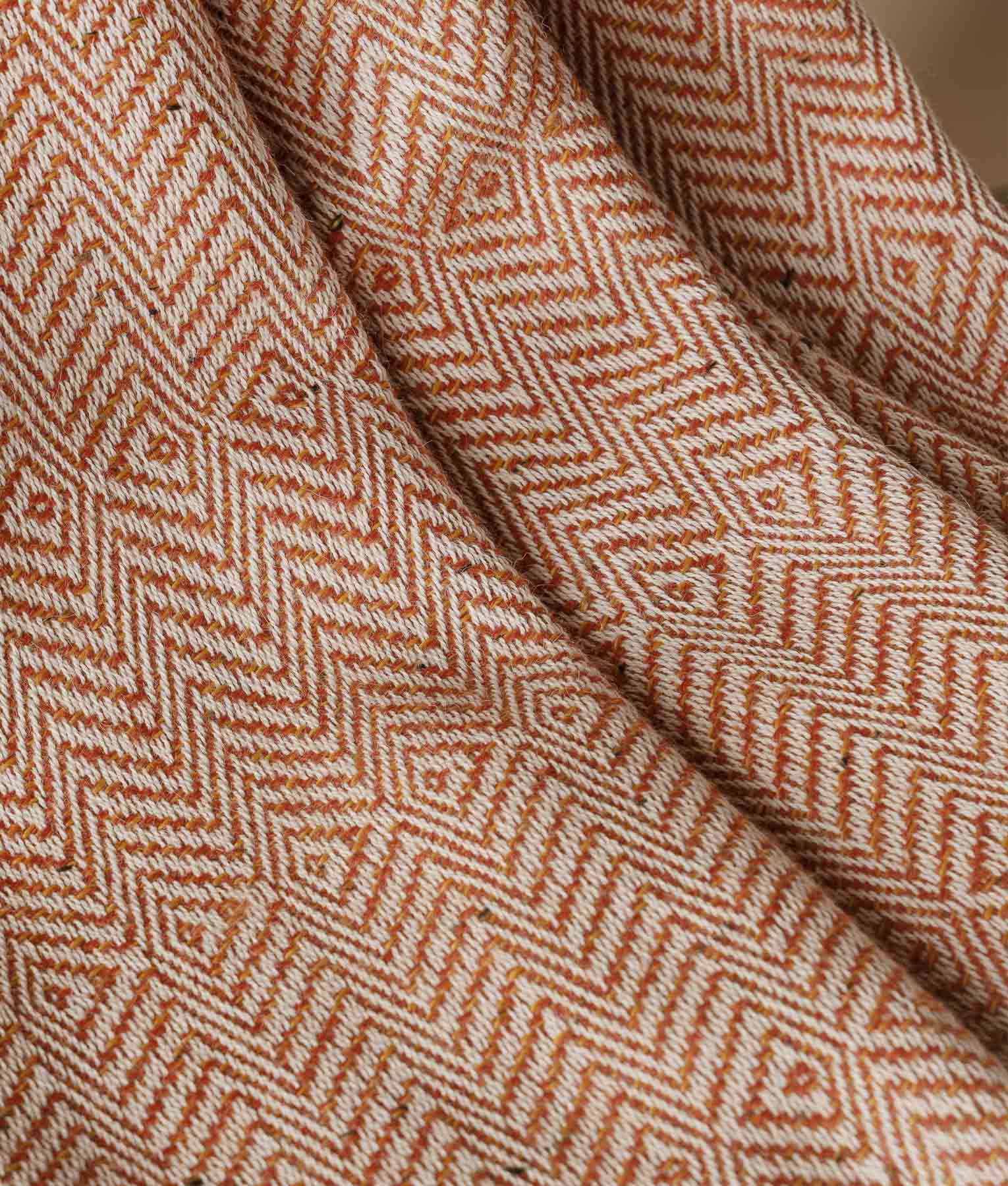 Manta Gran Zigzag - Naranja Y Blanco