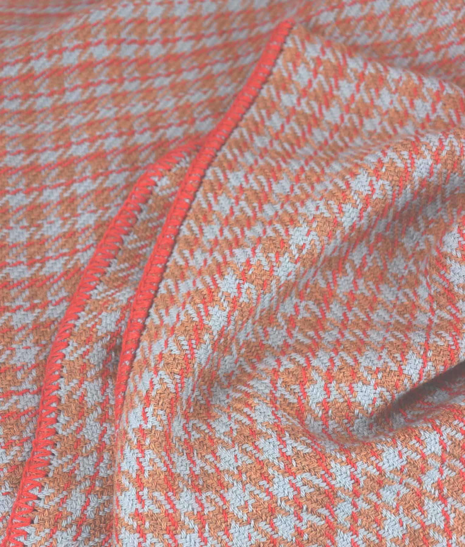 Manta A Rayas - Rojo Fogata Y Gris Perla